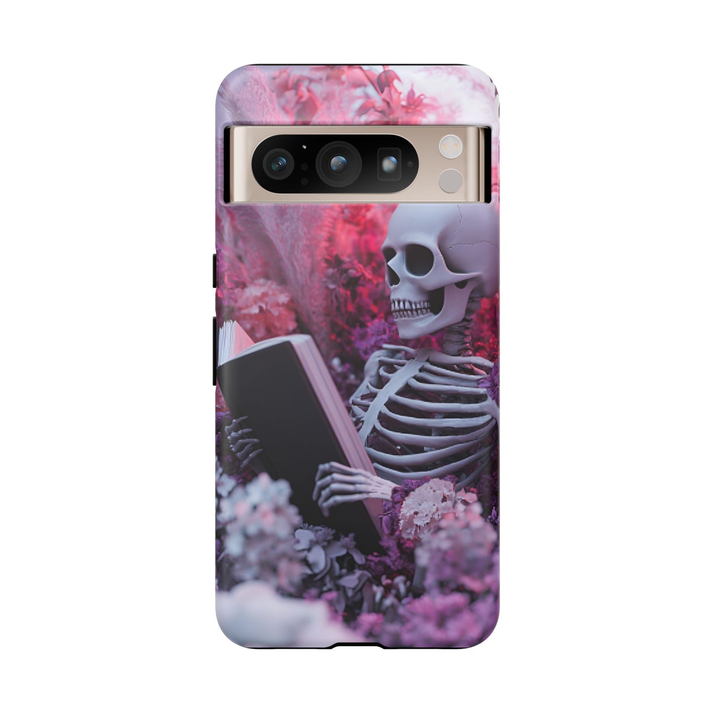 Bookish Skeleton Phone Case - Spooky Floral Halloween Phone Cases for Phone 16 15 14 13 12 11, Samsung Galaxy & Google Pixel