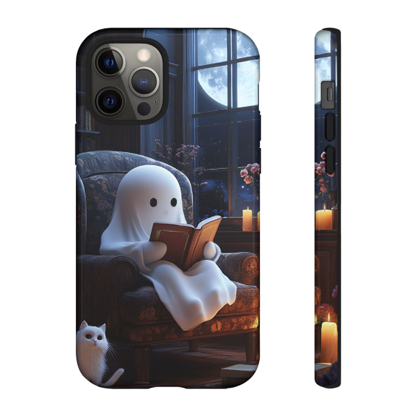 Ghost Reading Book Phone Case - Bookish Halloween Phone Cases - iPhone 16 15 14 13 12 11, Samsung Galaxy & Google Pixel Phone Covers