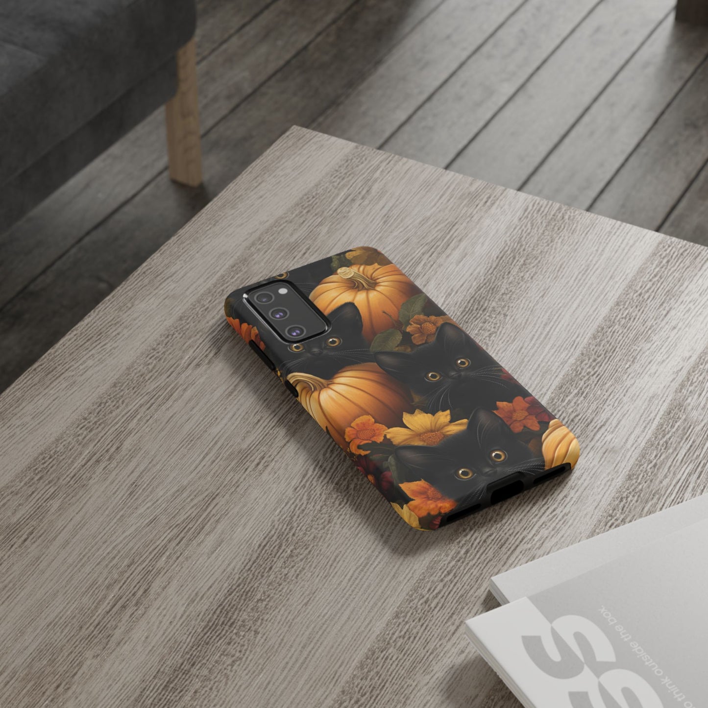 Black Cats and Pumpkins Phone Case - Cute Halloween Phone Cases for iPhone 16 15 14 13 12 11, Samsung Galaxy & Google Pixel