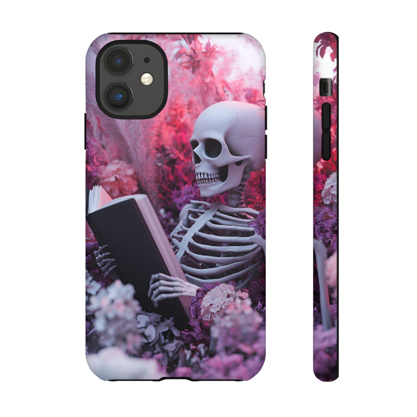 Bookish Skeleton Phone Case - Spooky Floral Halloween Phone Cases for Phone 16 15 14 13 12 11, Samsung Galaxy & Google Pixel