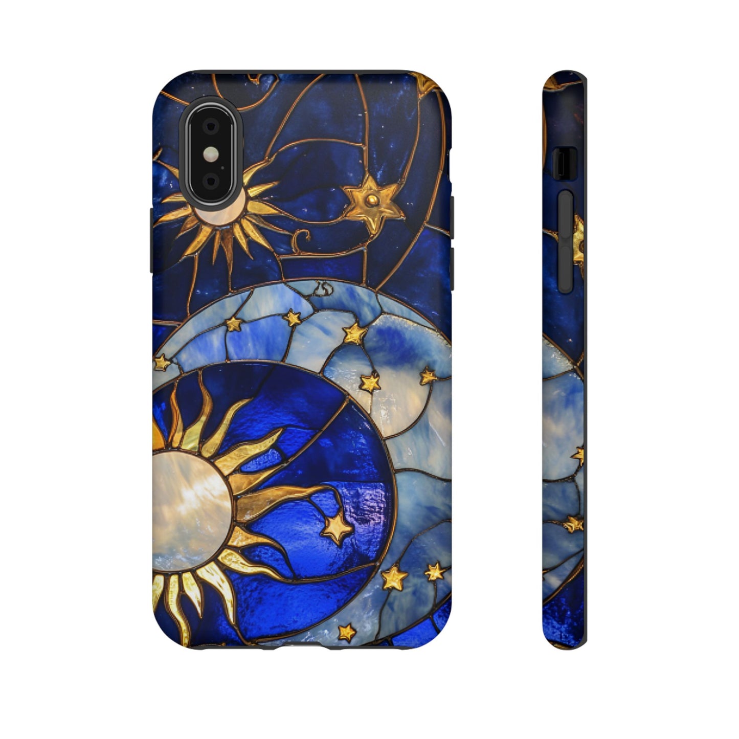 Moon and Sun Stained Glass Phone Case - iPhone 16 15 14 13 12 11, Samsung Galaxy & Google Pixel Phone Covers - Boo and Bewear