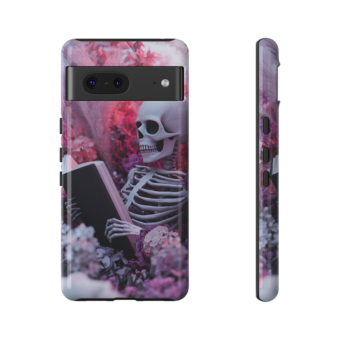 Bookish Skeleton Phone Case - Spooky Floral Halloween Phone Cases for Phone 16 15 14 13 12 11, Samsung Galaxy & Google Pixel