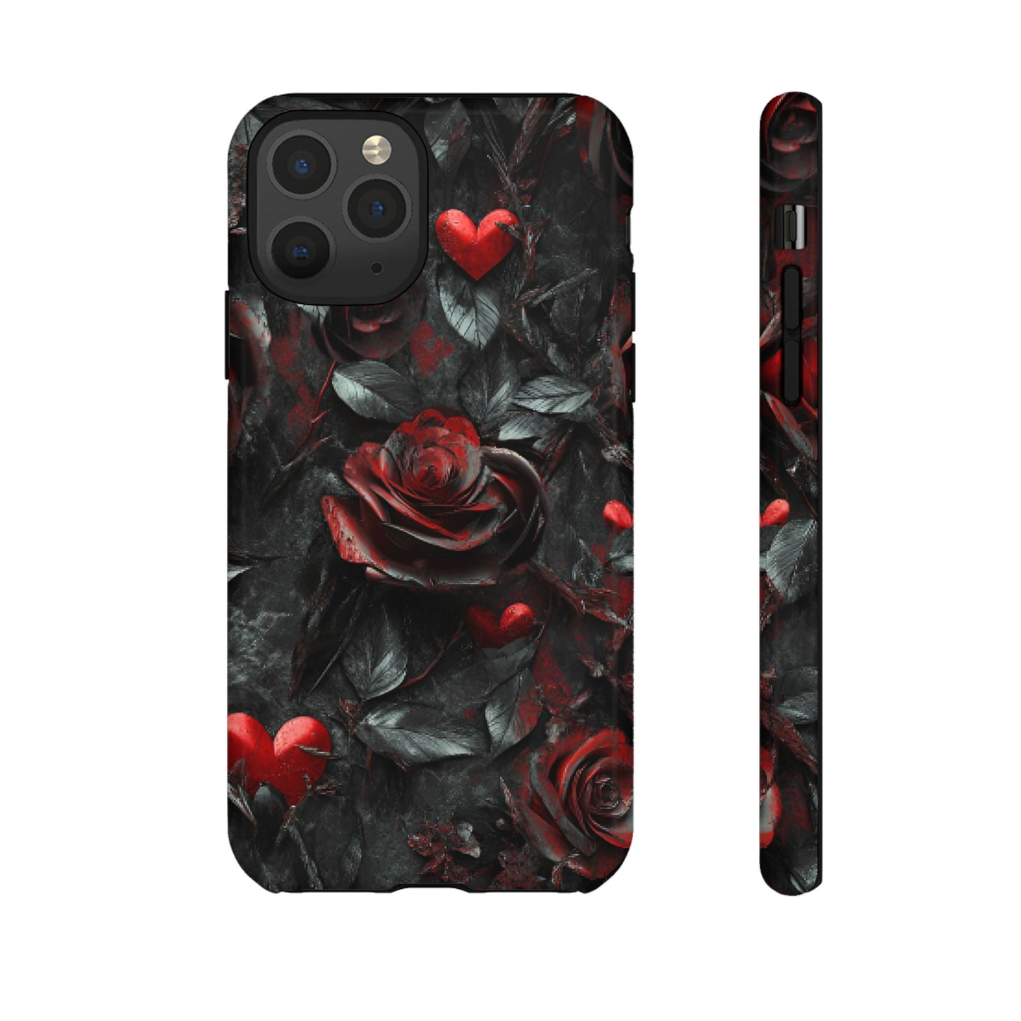 Gothic Valentine Phone Case - Dark Romance Roses and Hearts - iPhone 16 15 14 13 12 11, Samsung Galaxy & Google Pixel Phone Covers