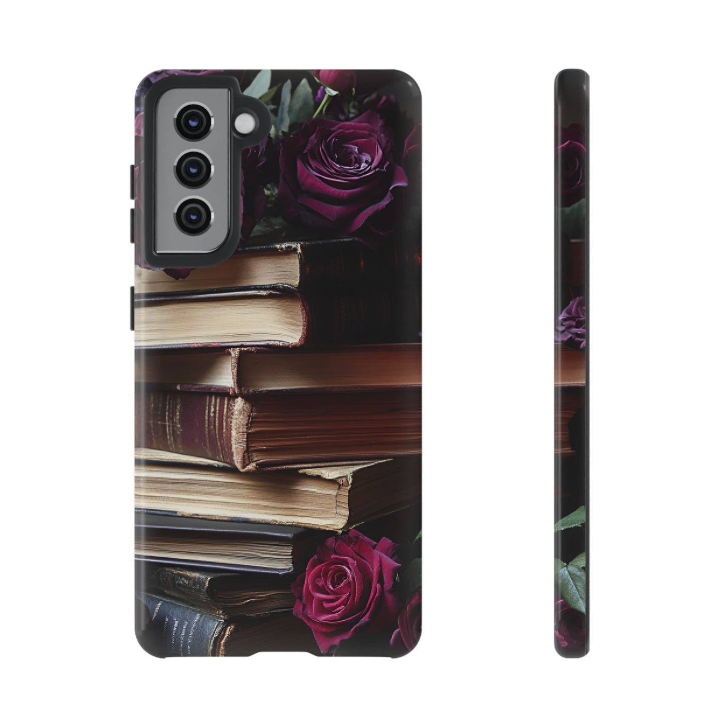 Books and Roses Phone Case - Bookish Dark Academia Phone Cover - iPhone 16 15 14 13 12 11, Samsung Galaxy & Google Pixel Phone Covers