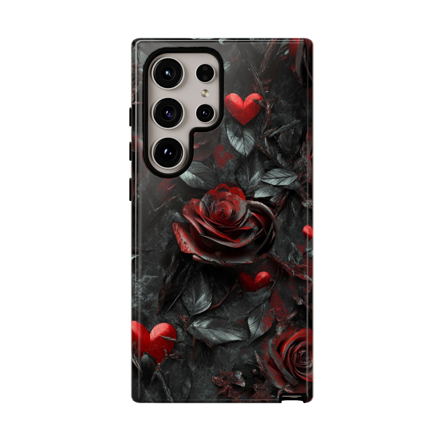 Gothic Valentine Phone Case - Dark Romance Roses and Hearts - iPhone 16 15 14 13 12 11, Samsung Galaxy & Google Pixel Phone Covers