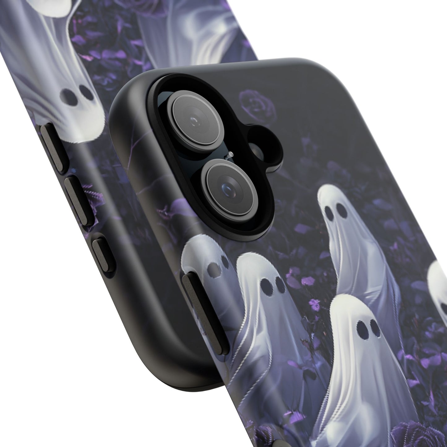 Halloween Phone Case - Ghosts in Purple Rose Garden for iPhone 16 15 14 13 12 11, Samsung Galaxy & Google Pixel Phone Covers