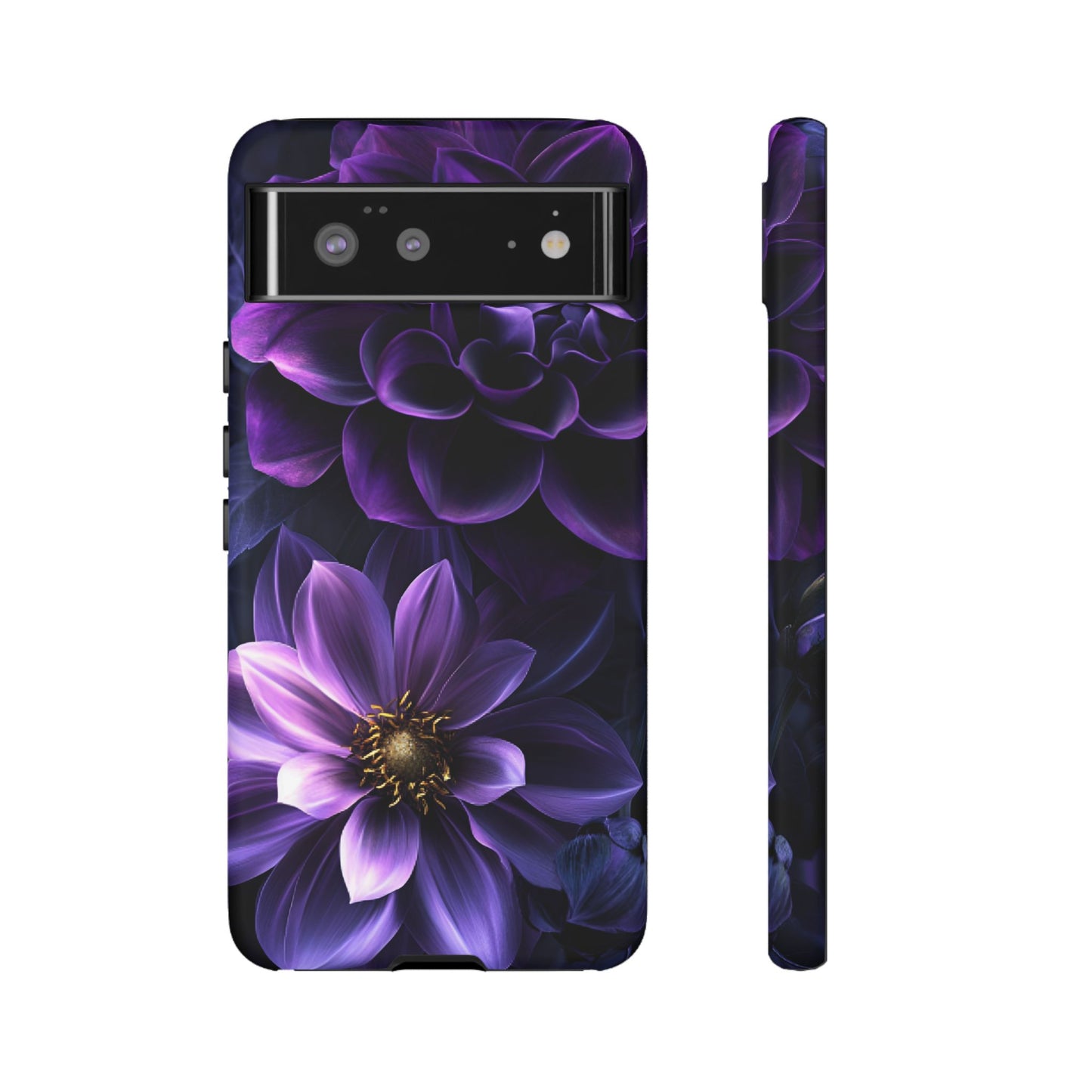 Black and Purple Flowers Phone Case - Dark Gothic Bloom Phone Cases for iPhone 16 15 14 13 12 11, Samsung Galaxy & Google Pixel