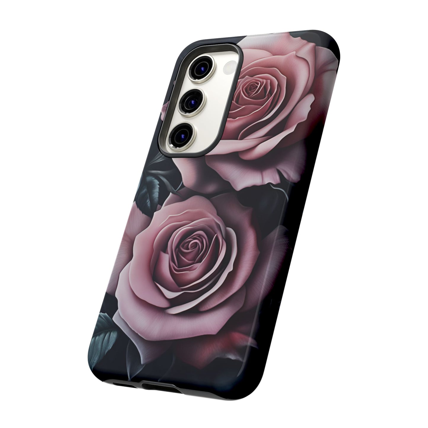 Pastel Goth Roses Phone Case - Gothic Black and Pink Flowers Phone Cases - iPhone 16 15 14 13 12 11, Samsung Galaxy & Google Pixel Phone Covers