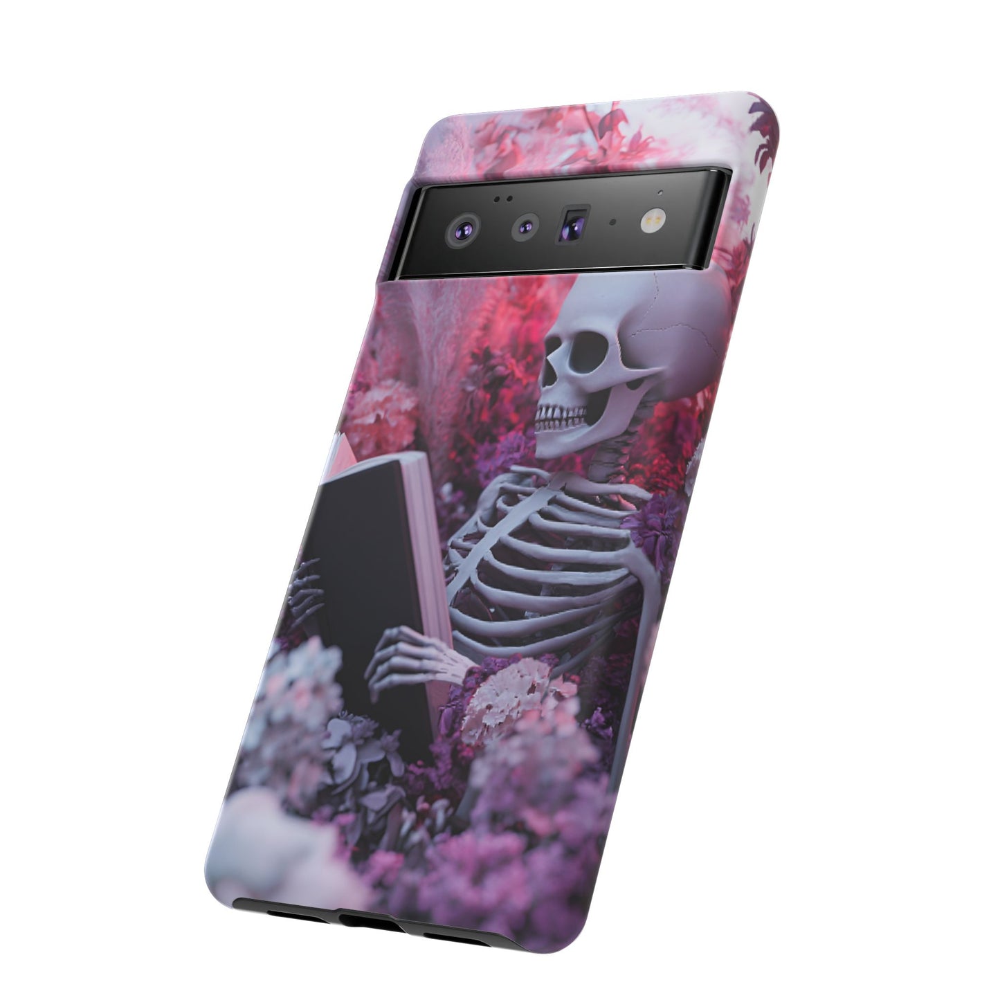 Bookish Skeleton Phone Case - Spooky Floral Halloween Phone Cases for Phone 16 15 14 13 12 11, Samsung Galaxy & Google Pixel