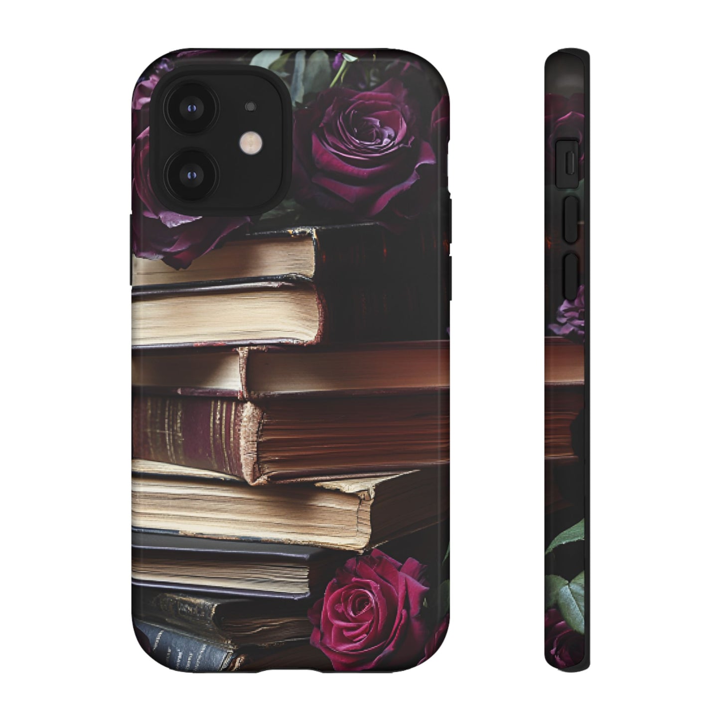 Books and Roses Phone Case - Bookish Dark Academia Phone Cover for iPhone 16 15 14 13 12 11, Samsung Galaxy & Google Pixel