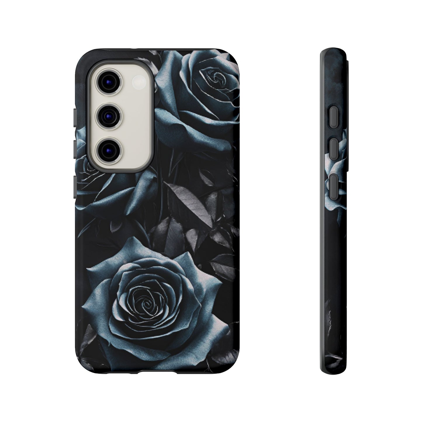 Black and Blue Roses Phone Case - Dark and Moody Gothic Flower Phone Cases for iPhone 16 15 14 13 12 11, Samsung Galaxy & Google Pixel