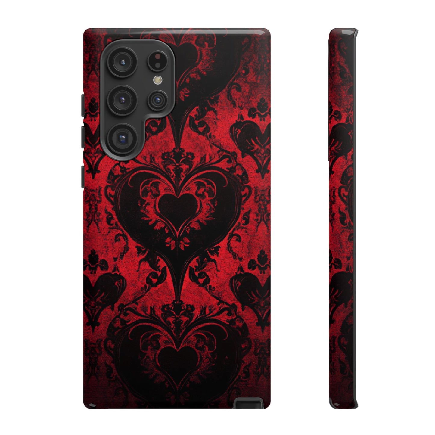 Gothic Dark Romance Phone Case - Black Hearts Phone Cover - iPhone 16 15 14 13 12 11, Samsung Galaxy & Google Pixel Phone Covers