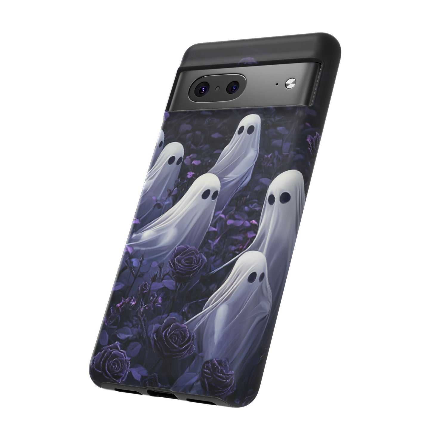 Halloween Phone Case - Ghosts in Purple Rose Garden - iPhone 16 15 14 13 12 11, Samsung Galaxy & Google Pixel Phone Covers