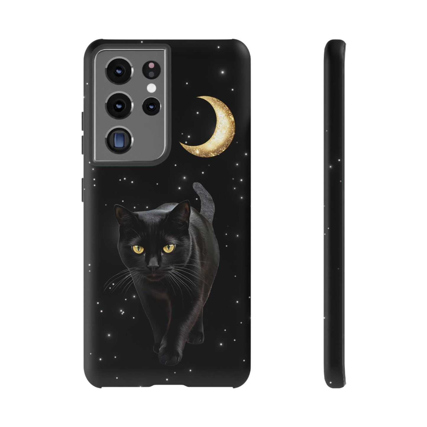 Black Cat and Moon Phone Case - Celestial Cat Lover Phone Cases for iPhone 16 15 14 13 12 11, Samsung Galaxy & Google Pixel