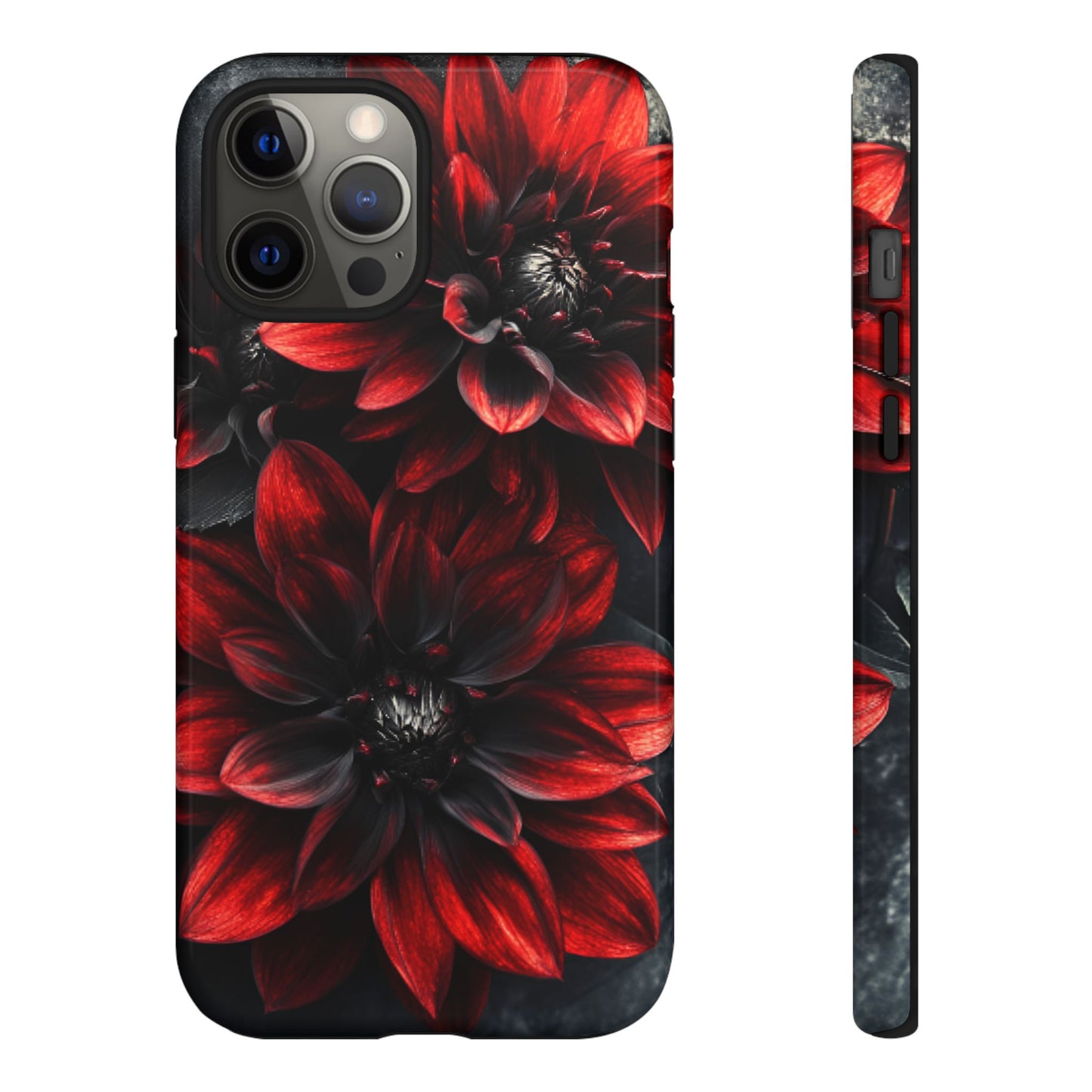 Black and Red Flower Phone Case - Gothic Dark Floral Phone Cases for iPhone 16 15 14 13 12 11, Samsung Galaxy & Google Pixel