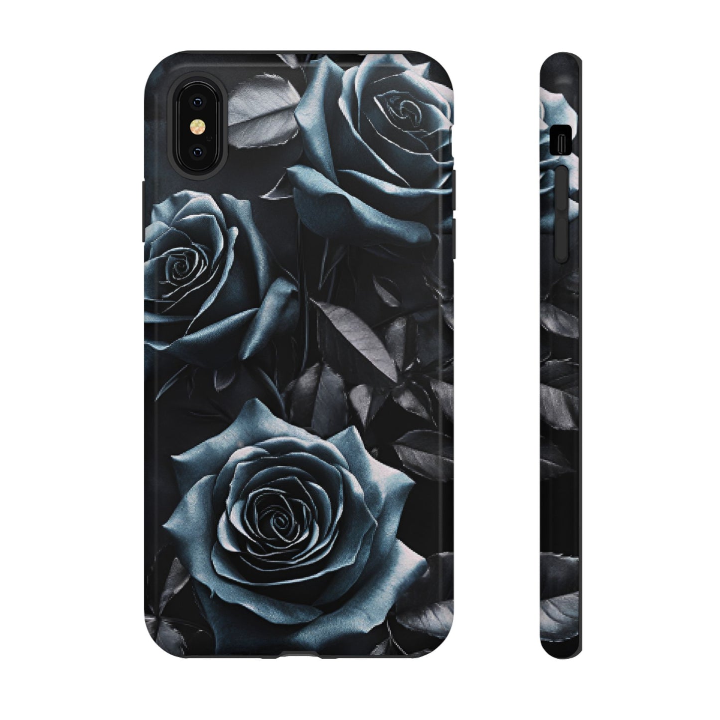 Black and Blue Roses Phone Case - Dark and Moody Gothic Flower Phone Cases - iPhone 16 15 14 13 12 11, Samsung Galaxy & Google Pixel Phone Covers