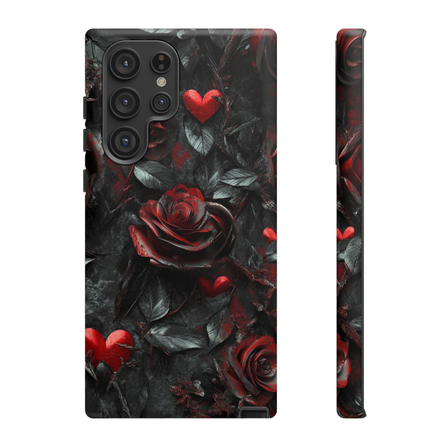 Gothic Valentine Phone Case - Dark Romance Roses and Hearts - iPhone 16 15 14 13 12 11, Samsung Galaxy & Google Pixel Phone Covers