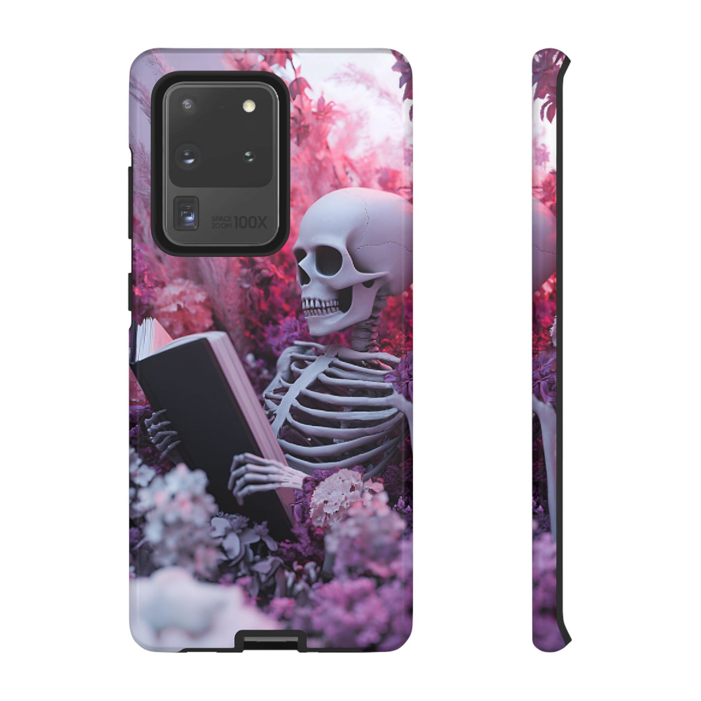 Bookish Skeleton Phone Case - Spooky Floral Halloween Phone Cases for Phone 16 15 14 13 12 11, Samsung Galaxy & Google Pixel