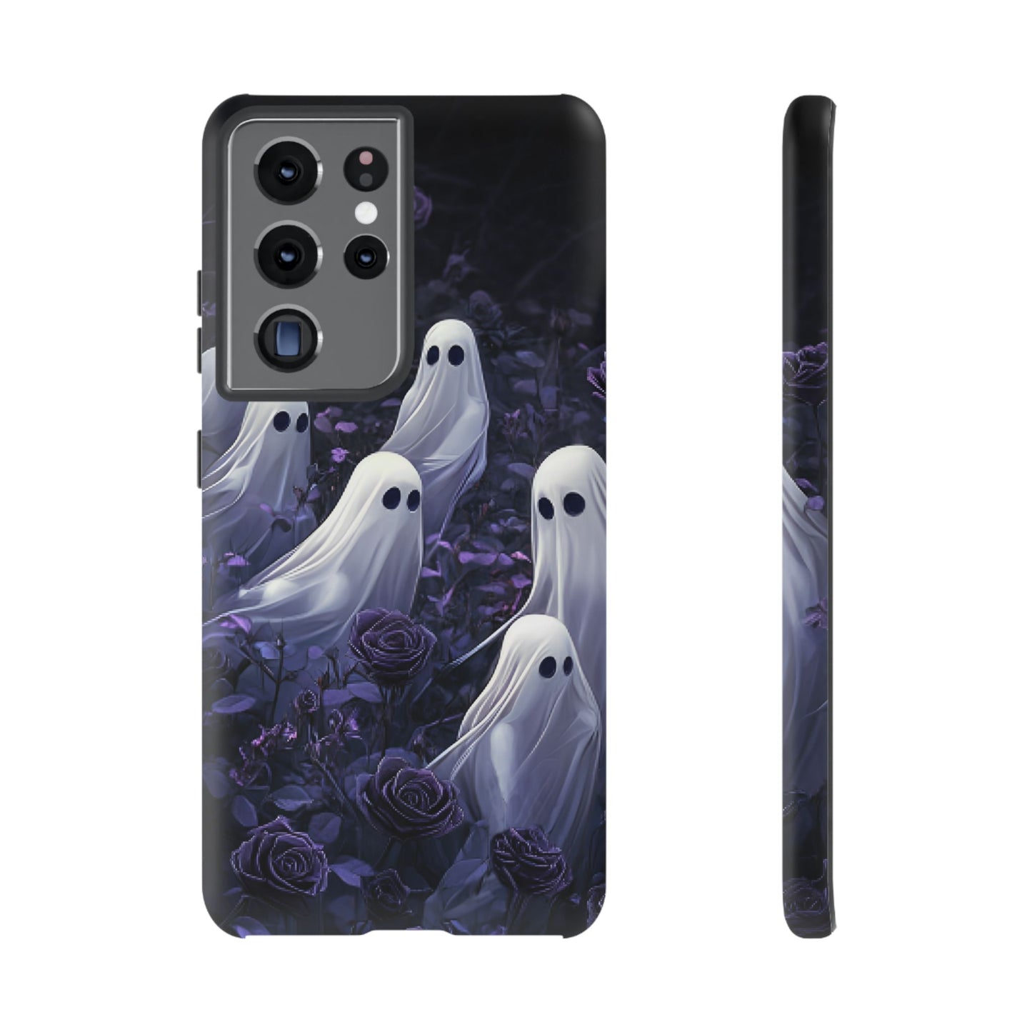 Halloween Phone Case - Ghosts in Purple Rose Garden - iPhone 16 15 14 13 12 11, Samsung Galaxy & Google Pixel Phone Covers