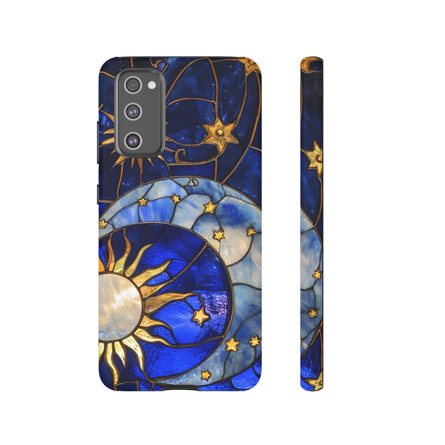 Moon and Sun Stained Glass Phone Case - iPhone 16 15 14 13 12 11, Samsung Galaxy & Google Pixel Phone Covers