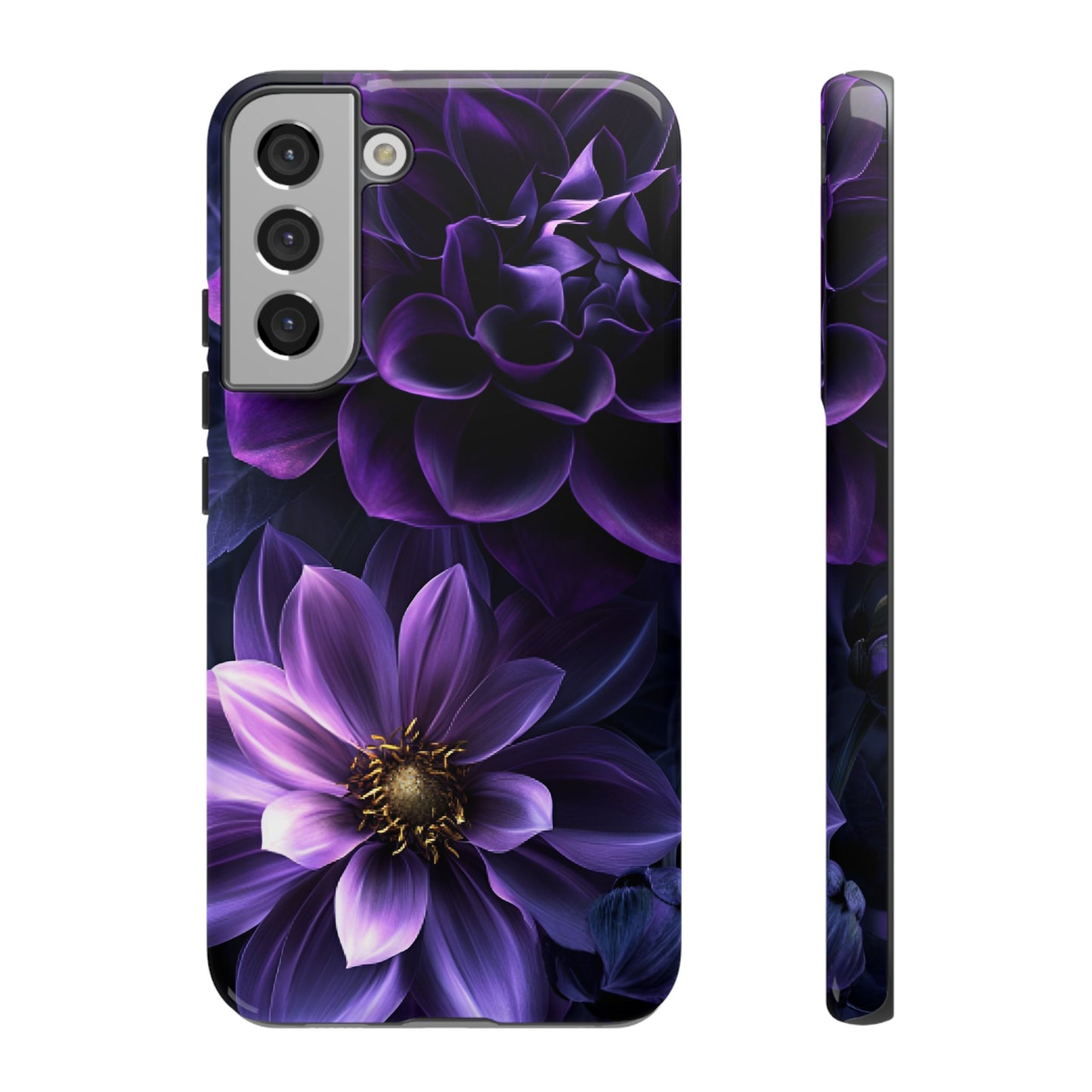 Black and Purple Flowers Phone Case - Dark Gothic Bloom Phone Cases for iPhone 16 15 14 13 12 11, Samsung Galaxy & Google Pixel