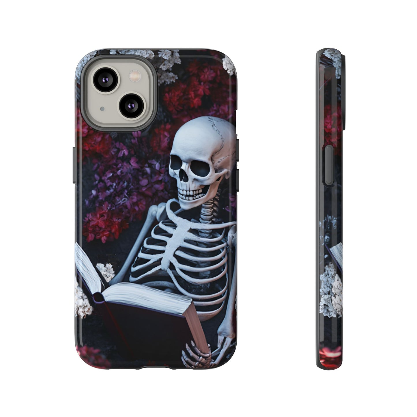 Skeleton Reading Book Phone Case - Bookish Halloween Phone Cases - iPhone 16 15 14 13 12 11, Samsung Galaxy & Google Pixel Phone Covers