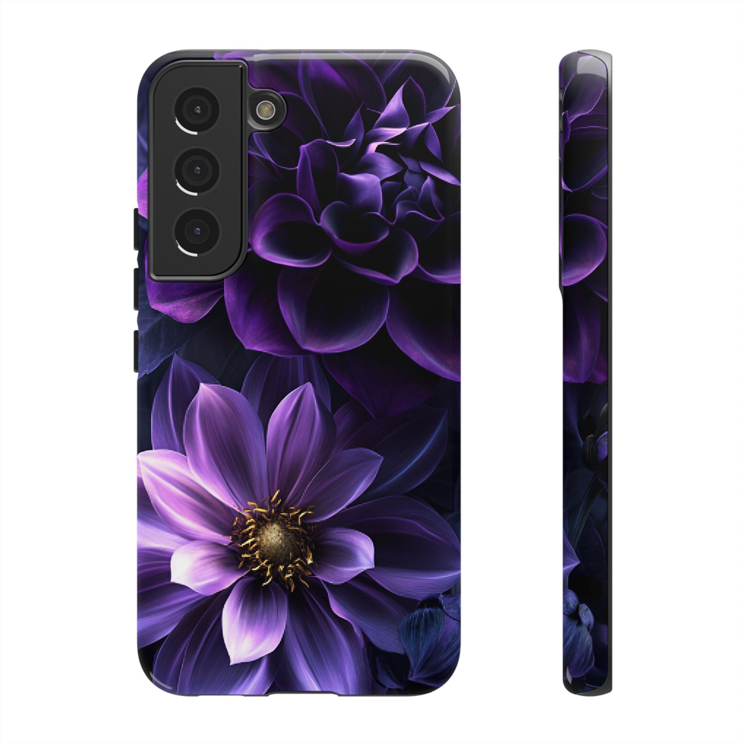 Black and Purple Flowers Phone Case - Dark Gothic Bloom Phone Cases - iPhone 16 15 14 13 12 11, Samsung Galaxy & Google Pixel Phone Covers