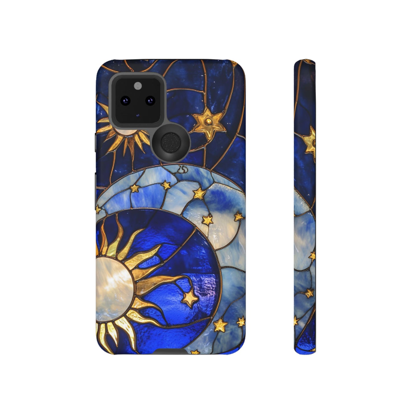 Moon and Sun Stained Glass Phone Case for iPhone 16 15 14 13 12 11, Samsung Galaxy & Google Pixel