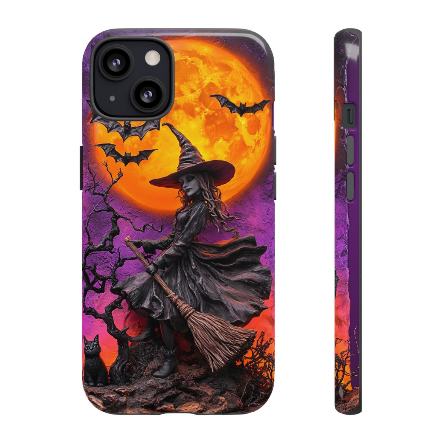 Witch and Bats Phone Case - Witchy Halloween Phone Cases - iPhone 16 15 14 13 12 11, Samsung Galaxy & Google Pixel Phone Covers - Boo and Bewear