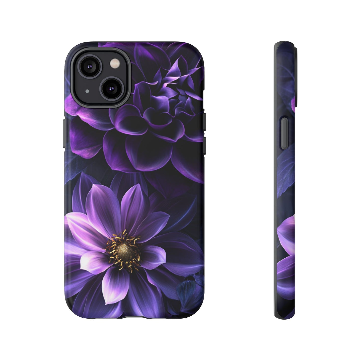 Black and Purple Flowers Phone Case - Dark Gothic Bloom Phone Cases - iPhone 16 15 14 13 12 11, Samsung Galaxy & Google Pixel Phone Covers