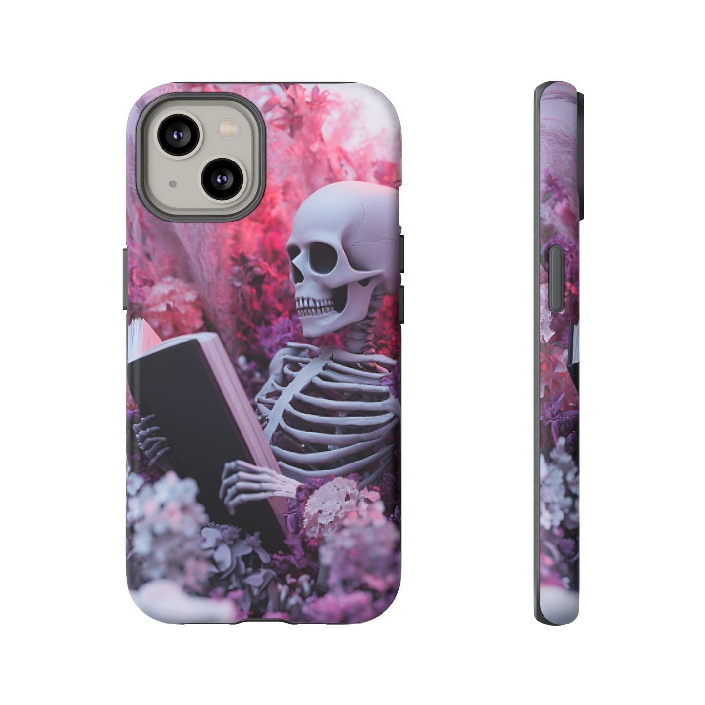 Bookish Skeleton Phone Case - Spooky Floral Halloween Phone Cases for Phone 16 15 14 13 12 11, Samsung Galaxy & Google Pixel