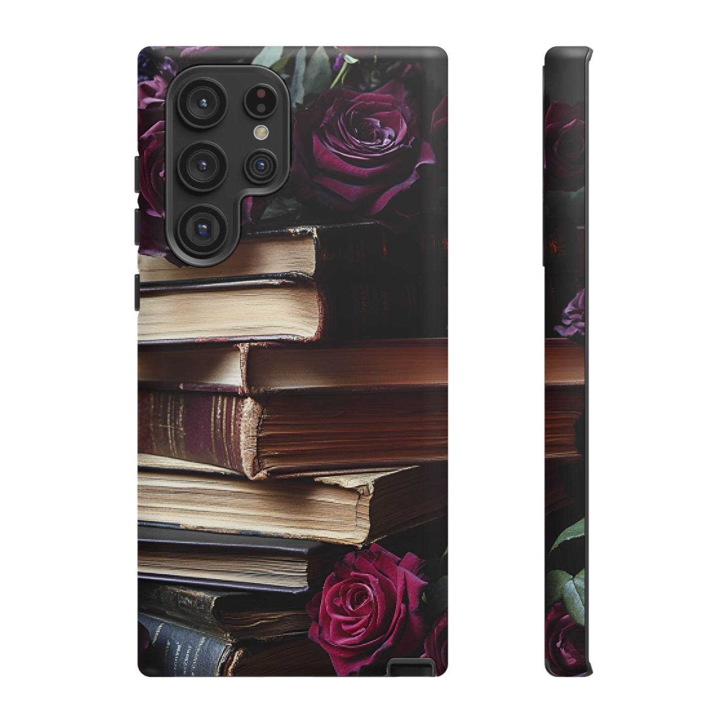 Books and Roses Phone Case - Bookish Dark Academia Phone Cover for iPhone 16 15 14 13 12 11, Samsung Galaxy & Google Pixel