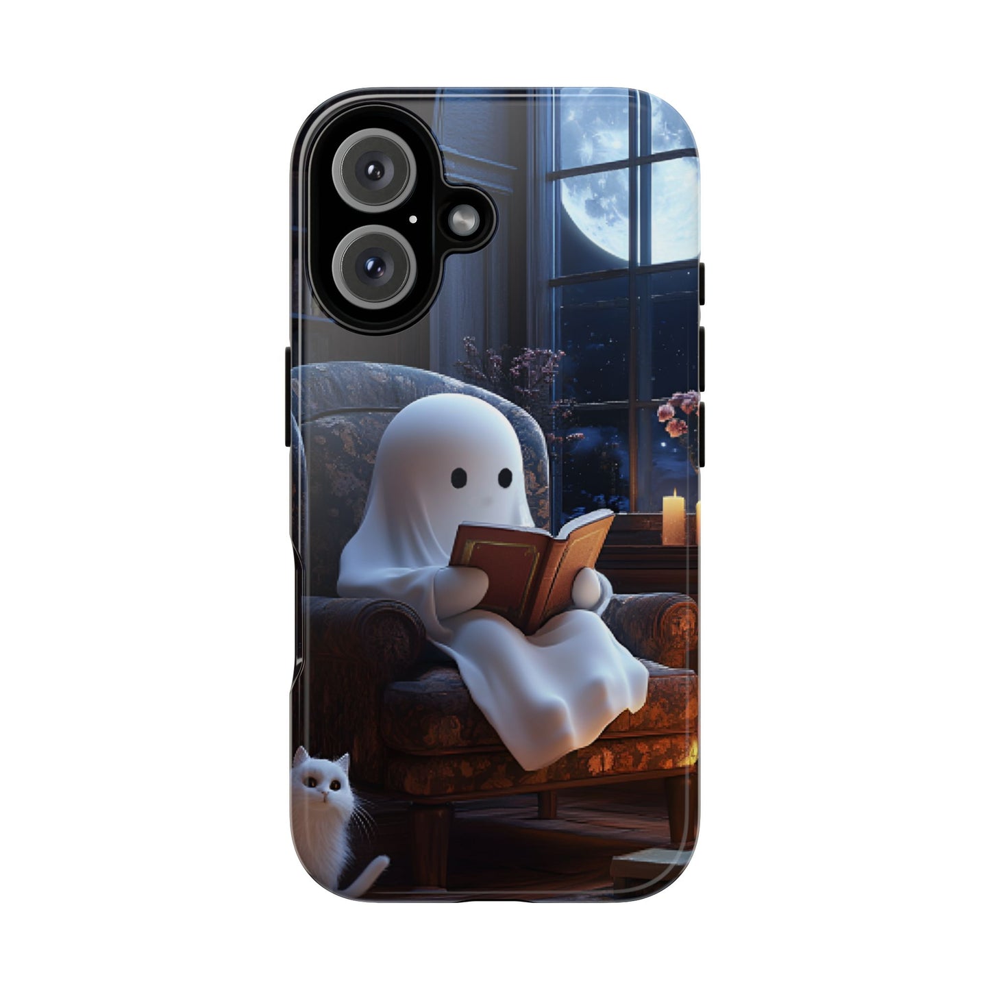 Ghost Reading Book Phone Case - Bookish Halloween Phone Cases for iPhone 16 15 14 13 12 11, Samsung Galaxy & Google Pixel