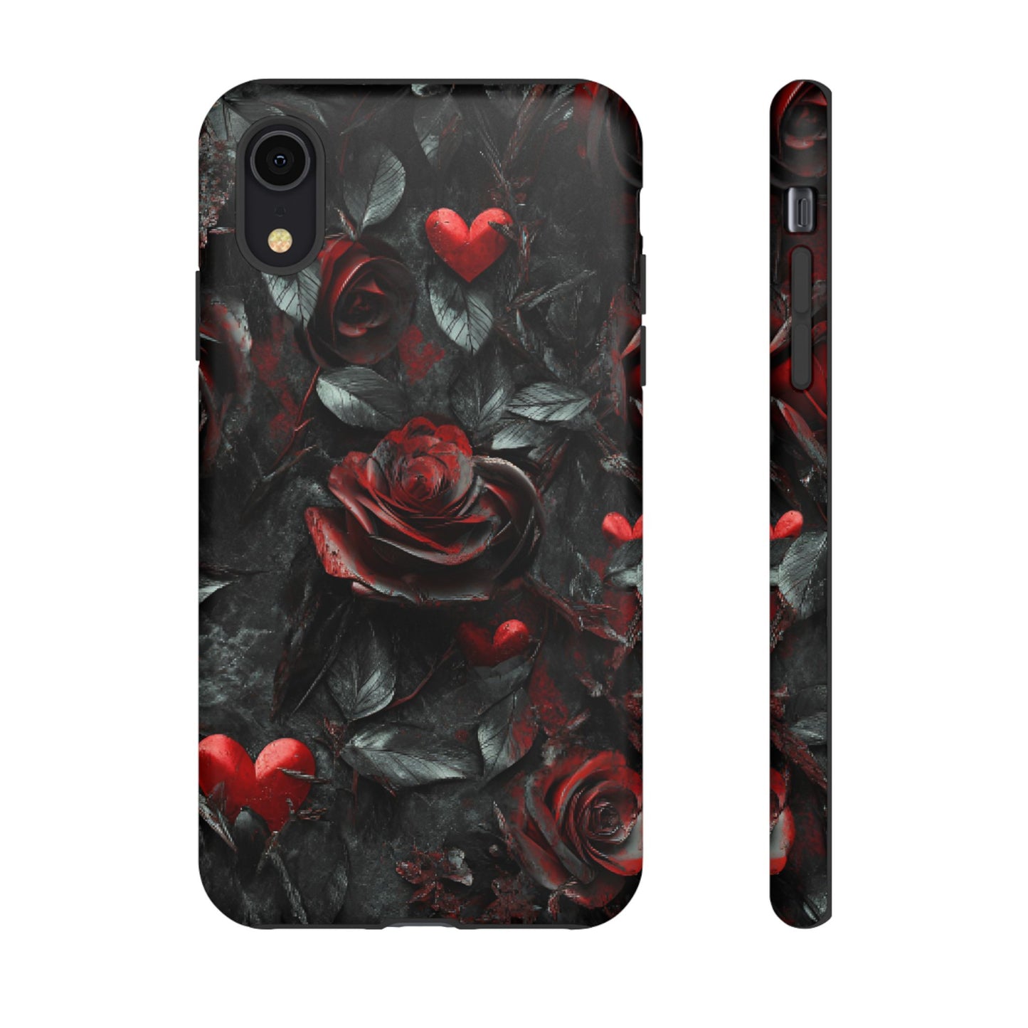 Gothic Valentine Phone Case - Dark Romance Roses and Hearts - iPhone 16 15 14 13 12 11, Samsung Galaxy & Google Pixel Phone Covers - Boo and Bewear