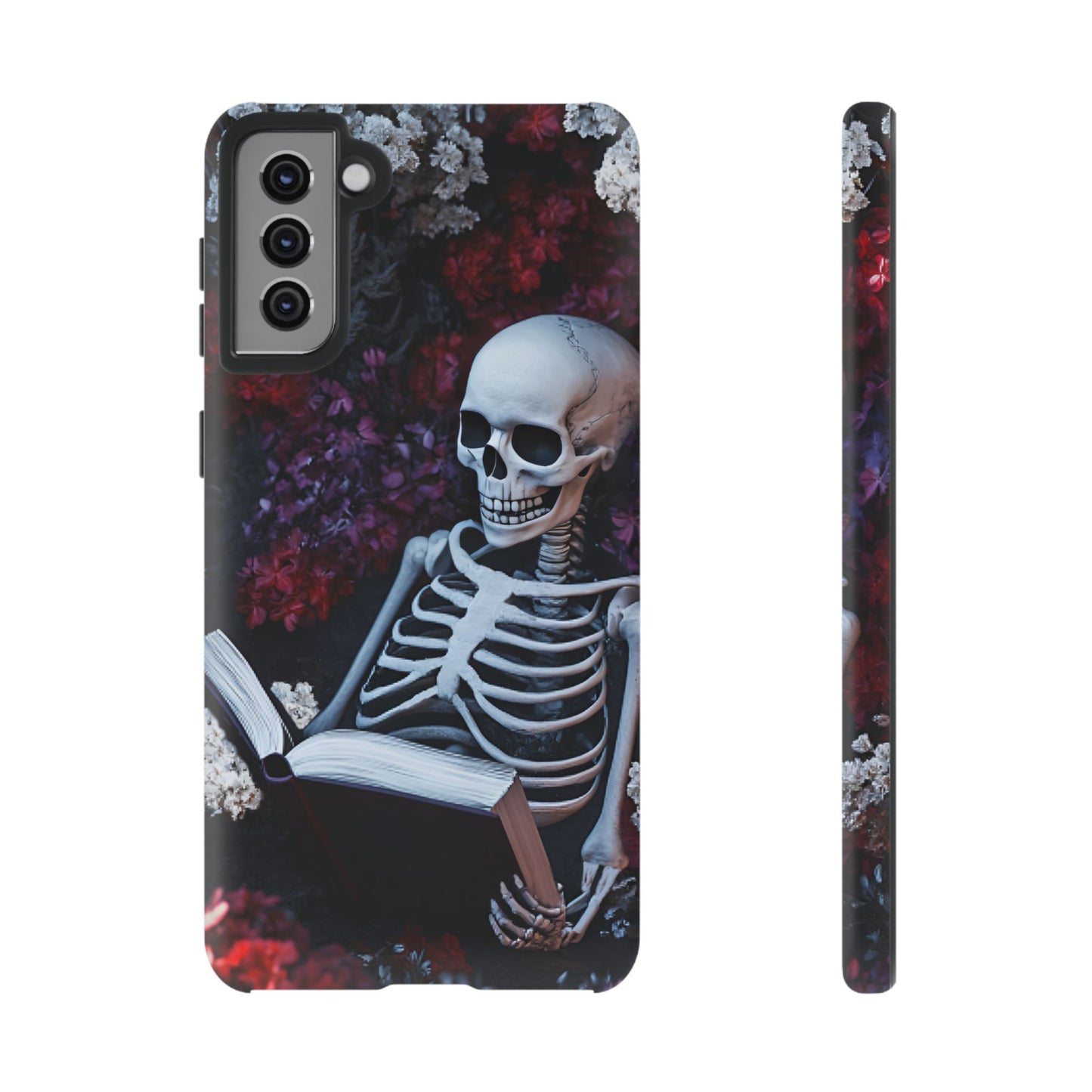 Skeleton Reading Book Phone Case - Bookish Halloween Phone Cases - iPhone 16 15 14 13 12 11, Samsung Galaxy & Google Pixel Phone Covers