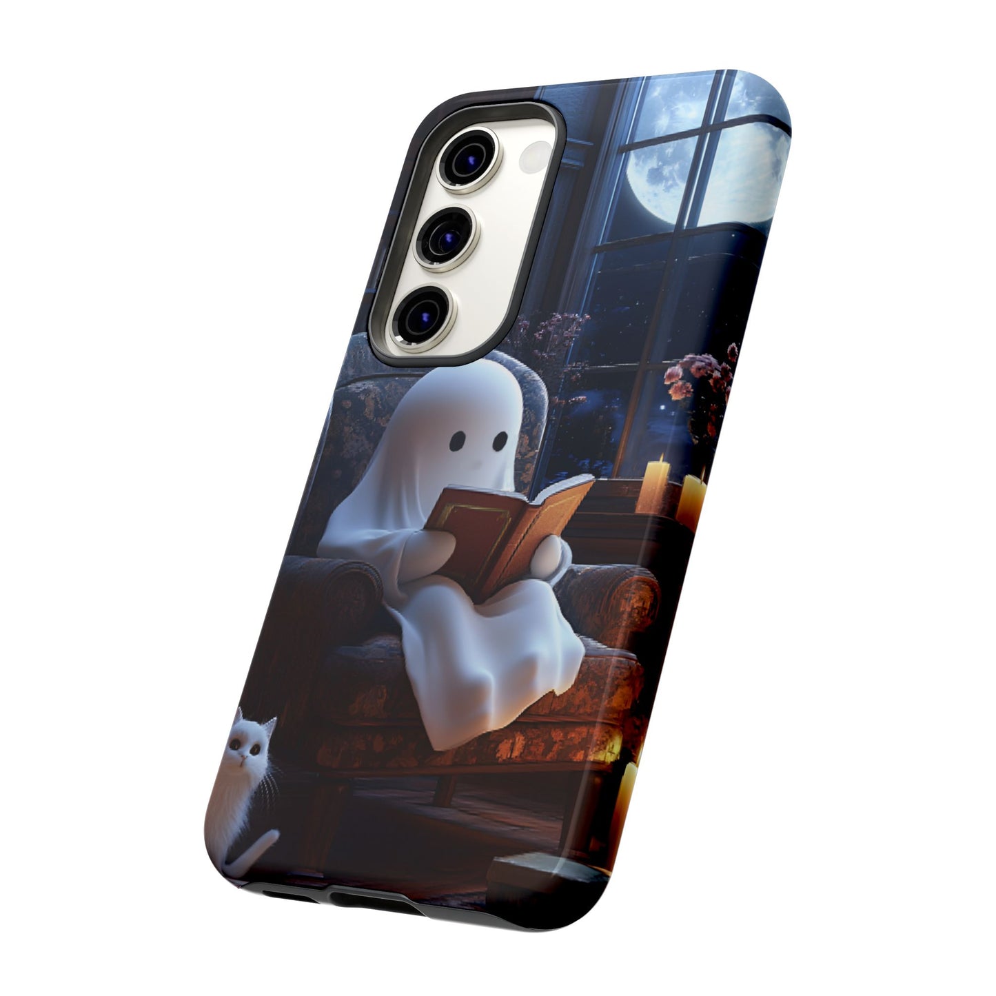 Ghost Reading Book Phone Case - Bookish Halloween Phone Cases for iPhone 16 15 14 13 12 11, Samsung Galaxy & Google Pixel