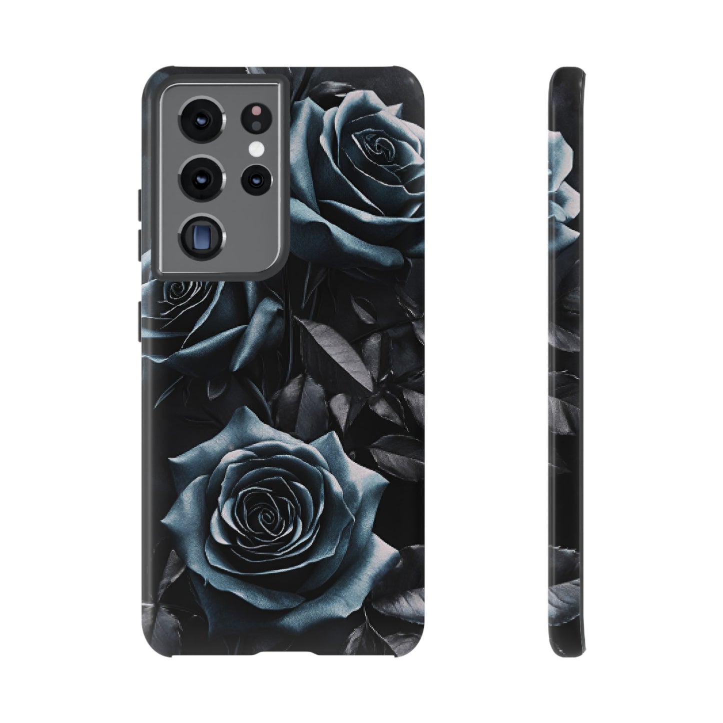 Black and Blue Roses Phone Case - Dark and Moody Gothic Flower Phone Cases for iPhone 16 15 14 13 12 11, Samsung Galaxy & Google Pixel