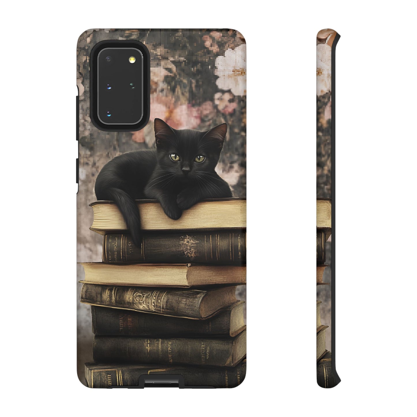 Black Cat and Books Phone Case - Vintage Dark Academia Library Phone Cases - iPhone 16 15 14 13 12 11, Samsung Galaxy & Google Pixel Phone Covers