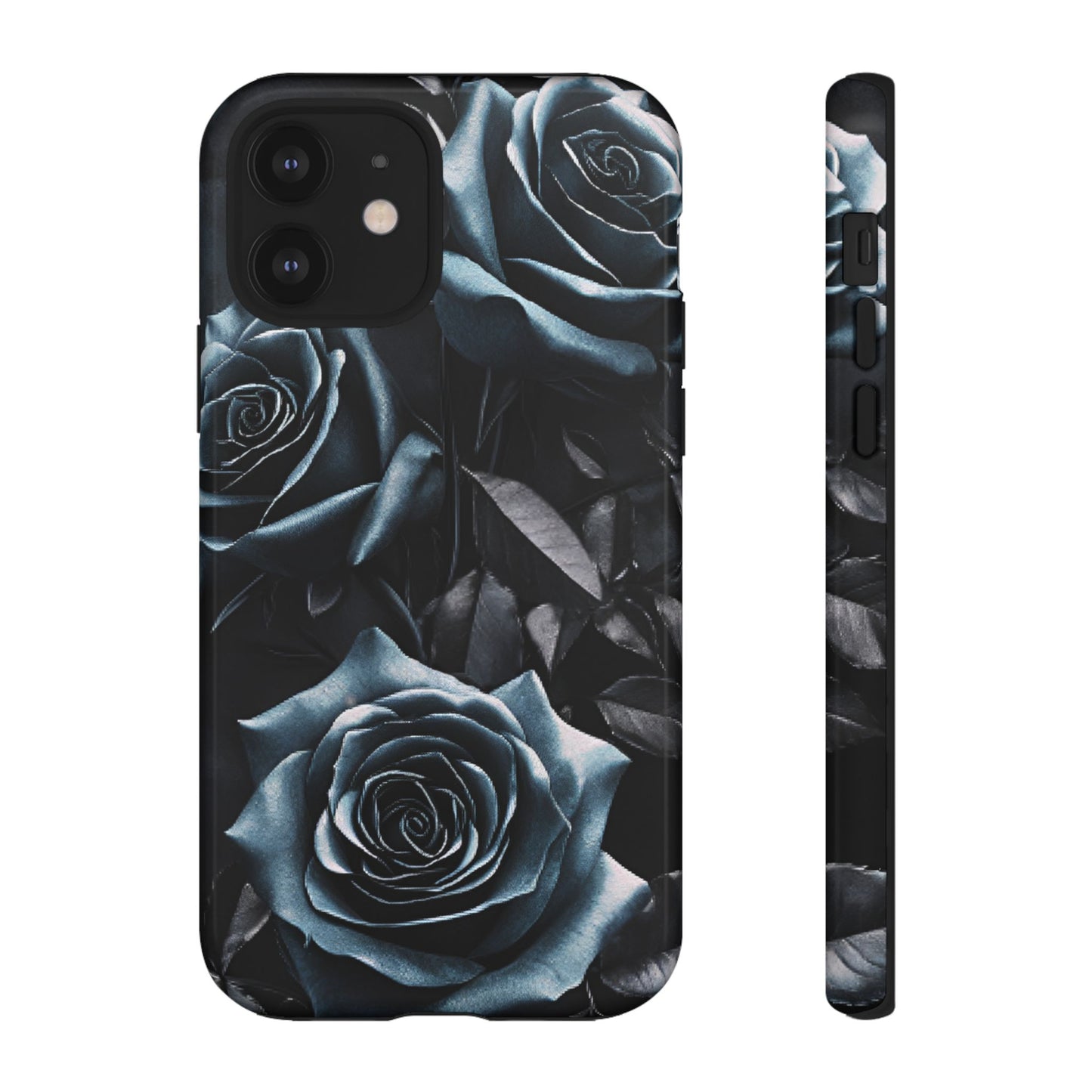 Black and Blue Roses Phone Case - Dark and Moody Gothic Flower Phone Cases for iPhone 16 15 14 13 12 11, Samsung Galaxy & Google Pixel