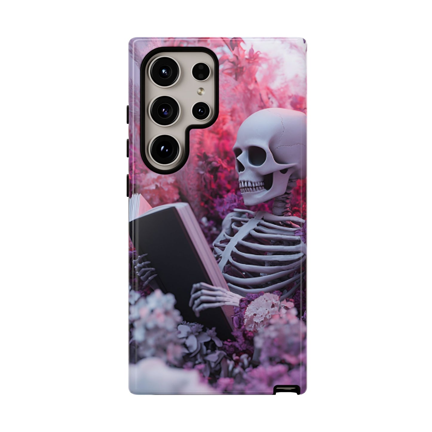 Bookish Skeleton Phone Case - Spooky Floral Halloween Phone Cases for Phone 16 15 14 13 12 11, Samsung Galaxy & Google Pixel