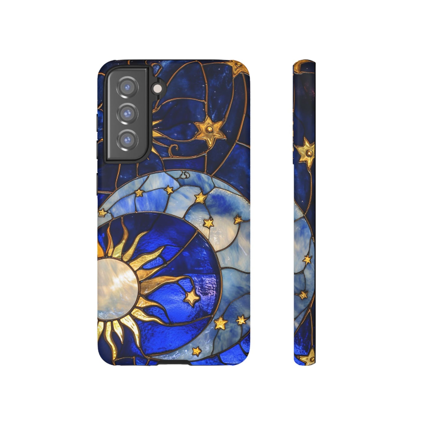 Moon and Sun Stained Glass Phone Case for iPhone 16 15 14 13 12 11, Samsung Galaxy & Google Pixel