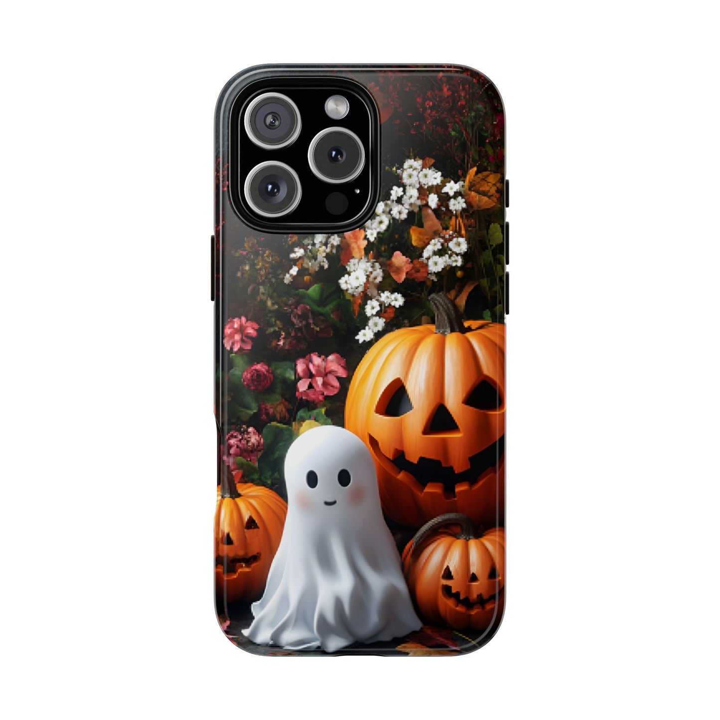 Halloween Phone Case with Cute Ghost and Pumpkins for iPhone 16 15 14 13 12 11, Samsung Galaxy & Google Pixel