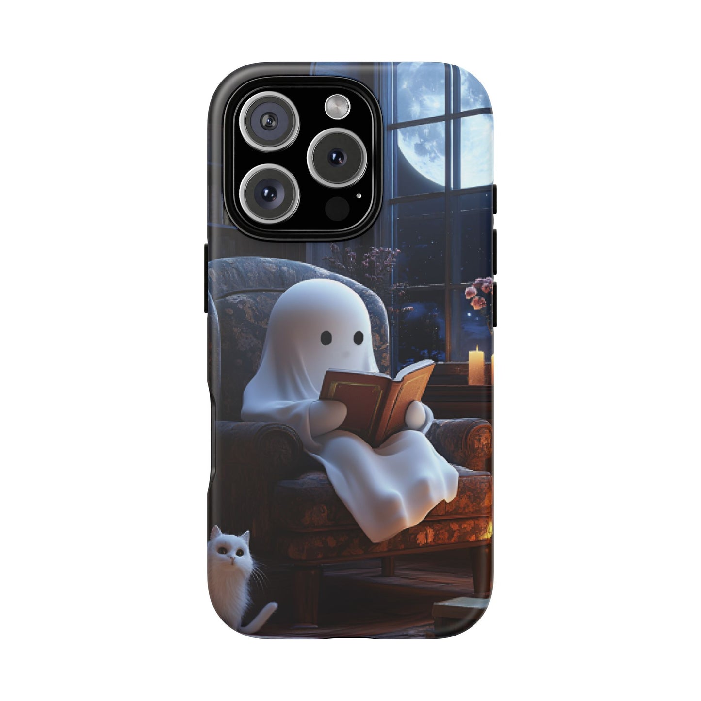 Ghost Reading Book Phone Case - Bookish Halloween Phone Cases - iPhone 16 15 14 13 12 11, Samsung Galaxy & Google Pixel Phone Covers