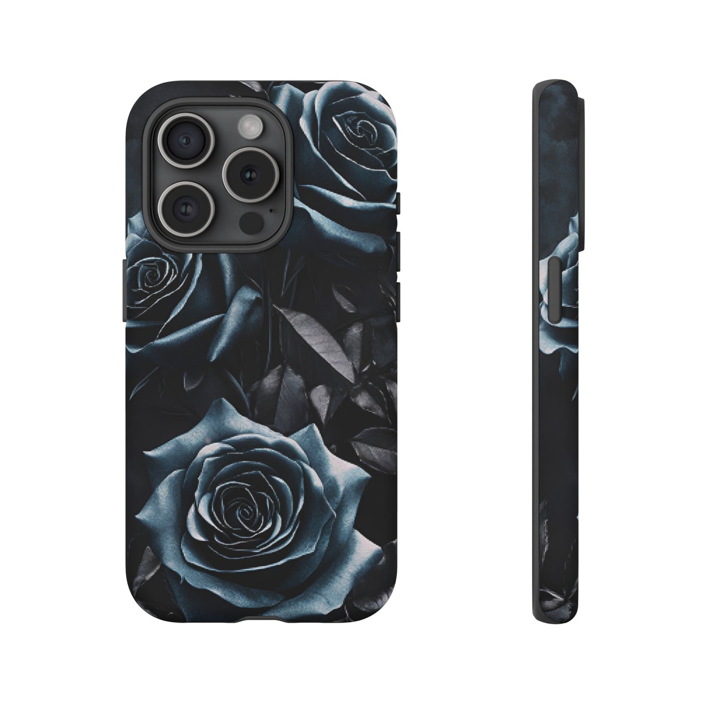 Black and Blue Roses Phone Case - Dark and Moody Gothic Flower Phone Cases for iPhone 16 15 14 13 12 11, Samsung Galaxy & Google Pixel