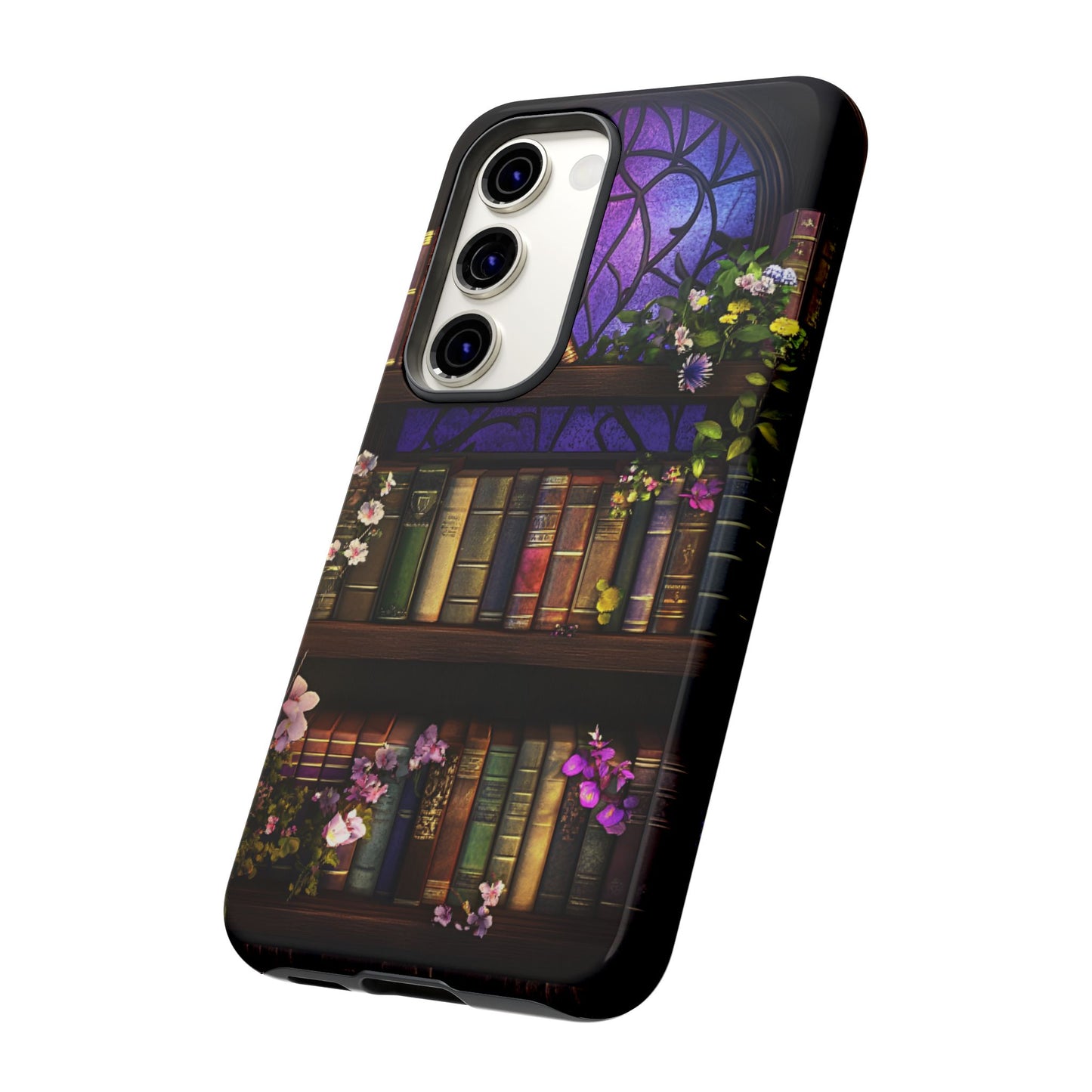 Bookshelf Phone Case - Dark Academia Stained Glass Phone Cases for iPhone 16 15 14 13 12 11, Samsung Galaxy & Google Pixel