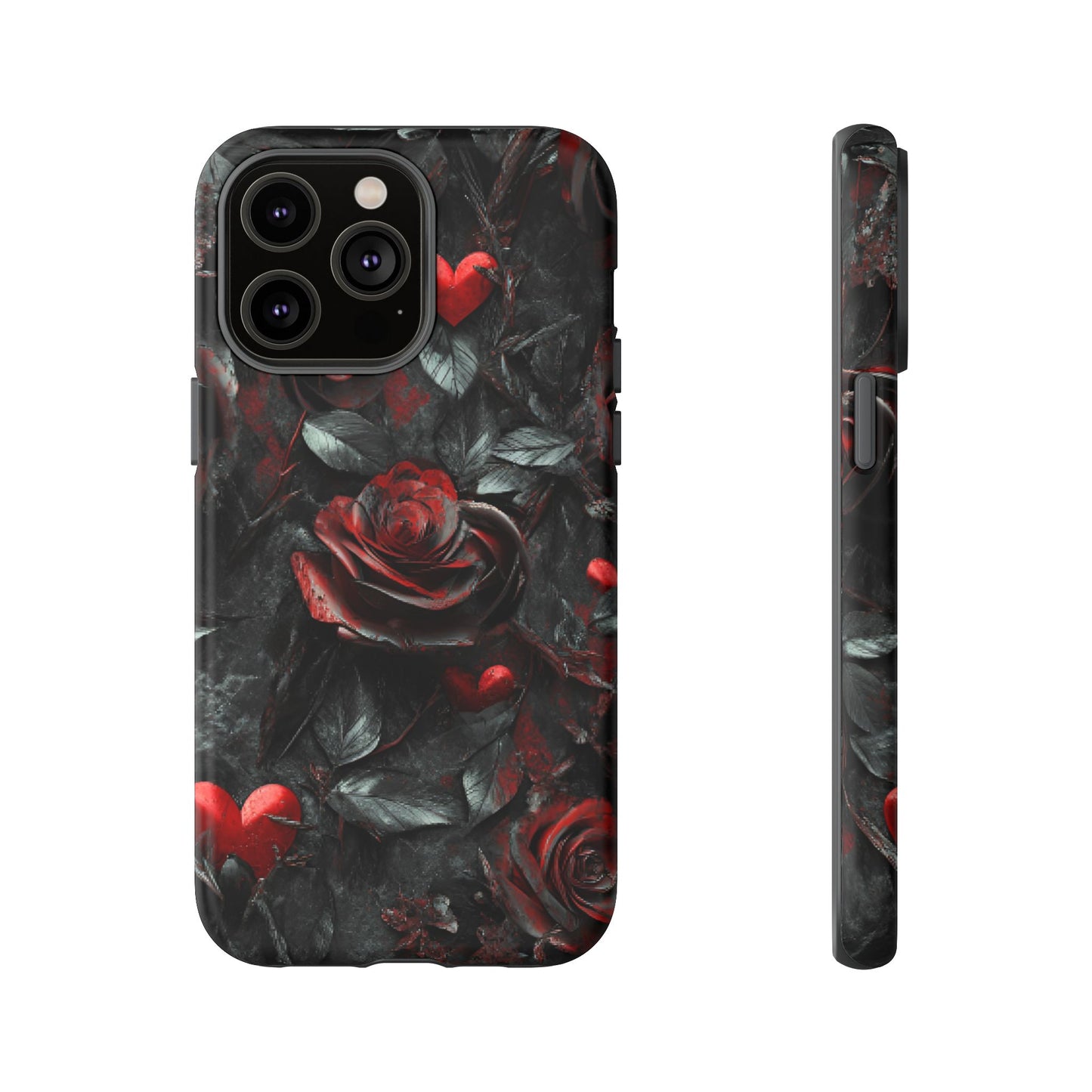 Gothic Valentine Phone Case - Dark Romance Roses and Hearts - iPhone 16 15 14 13 12 11, Samsung Galaxy & Google Pixel Phone Covers