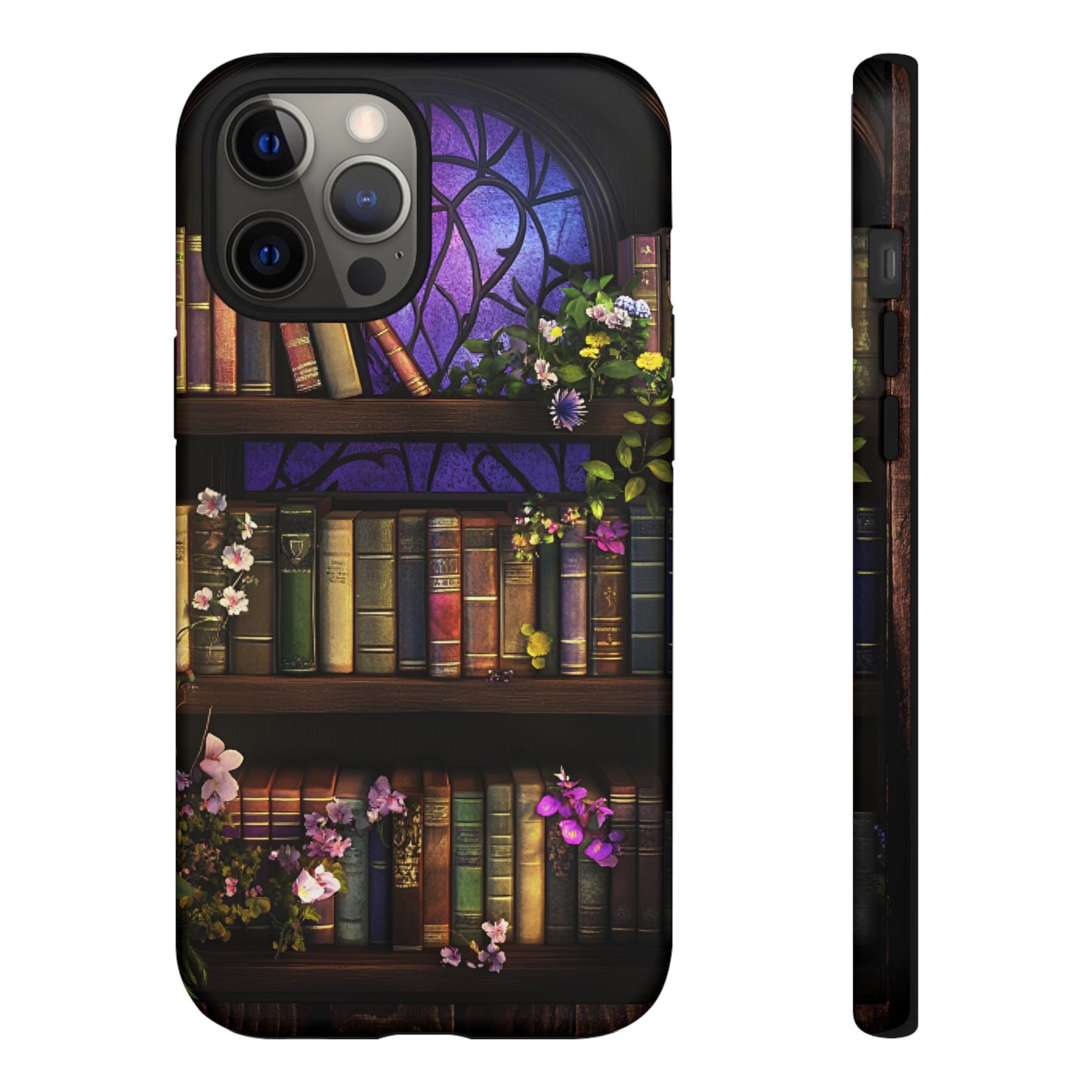 Bookshelf Phone Case - Dark Academia Stained Glass Phone Cases - iPhone 16 15 14 13 12 11, Samsung Galaxy & Google Pixel Phone Covers