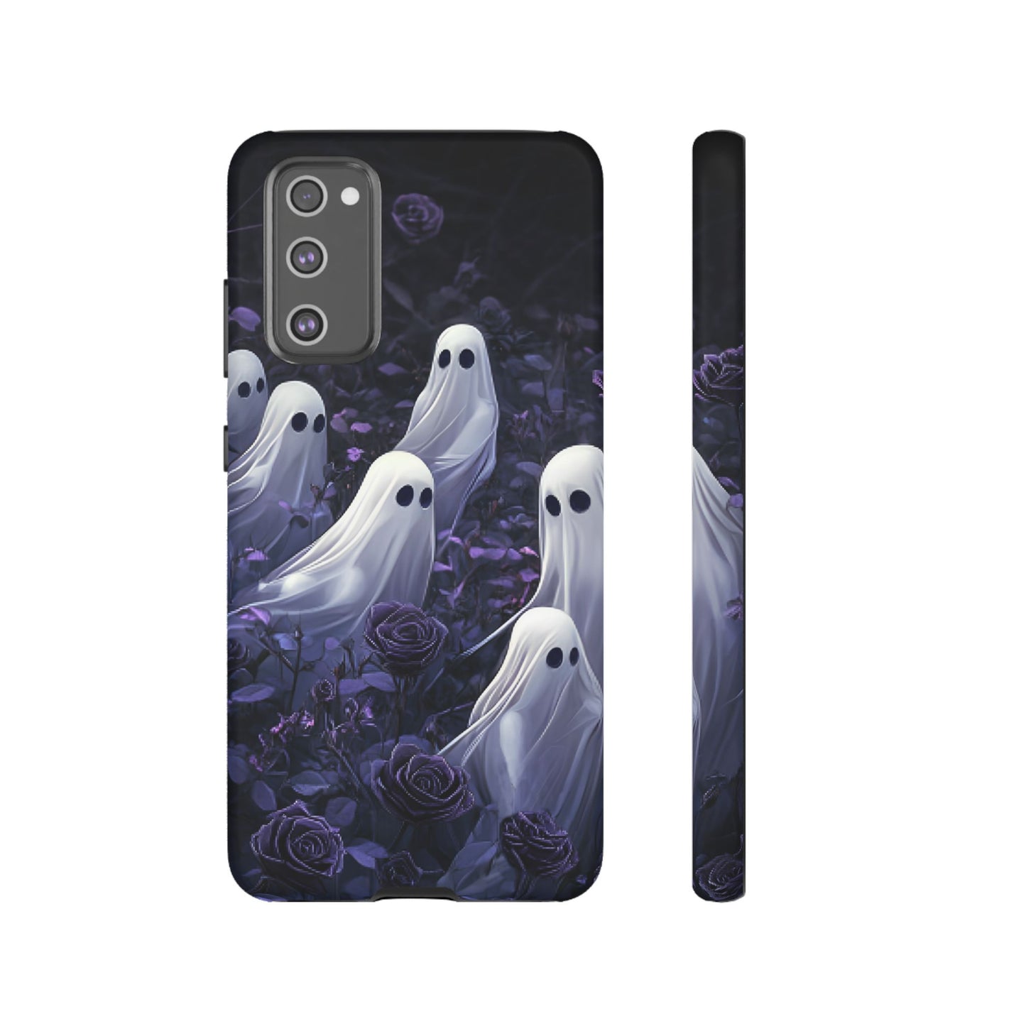 Halloween Phone Case - Ghosts in Purple Rose Garden - iPhone 16 15 14 13 12 11, Samsung Galaxy & Google Pixel Phone Covers