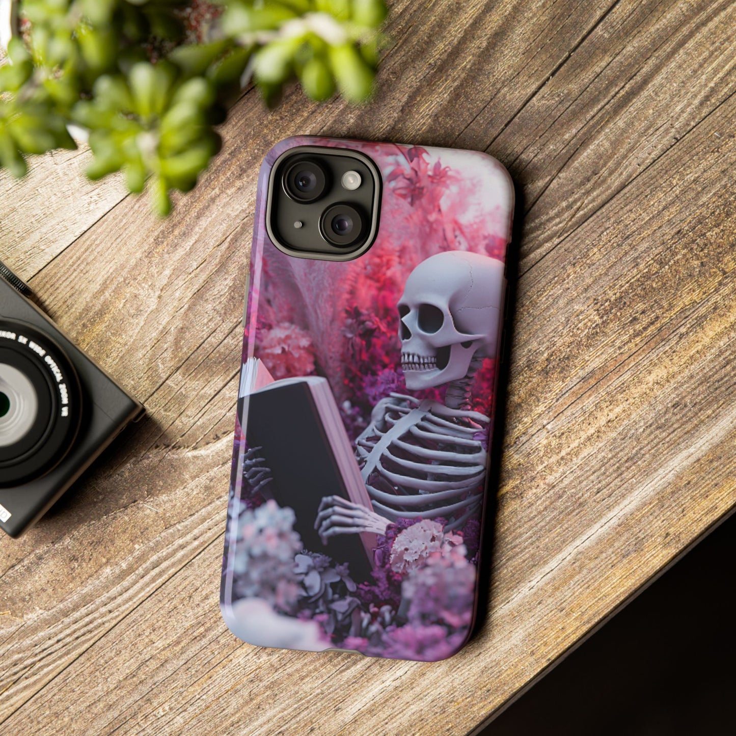 Bookish Skeleton Phone Case - Spooky Floral Halloween Phone Cases for Phone 16 15 14 13 12 11, Samsung Galaxy & Google Pixel