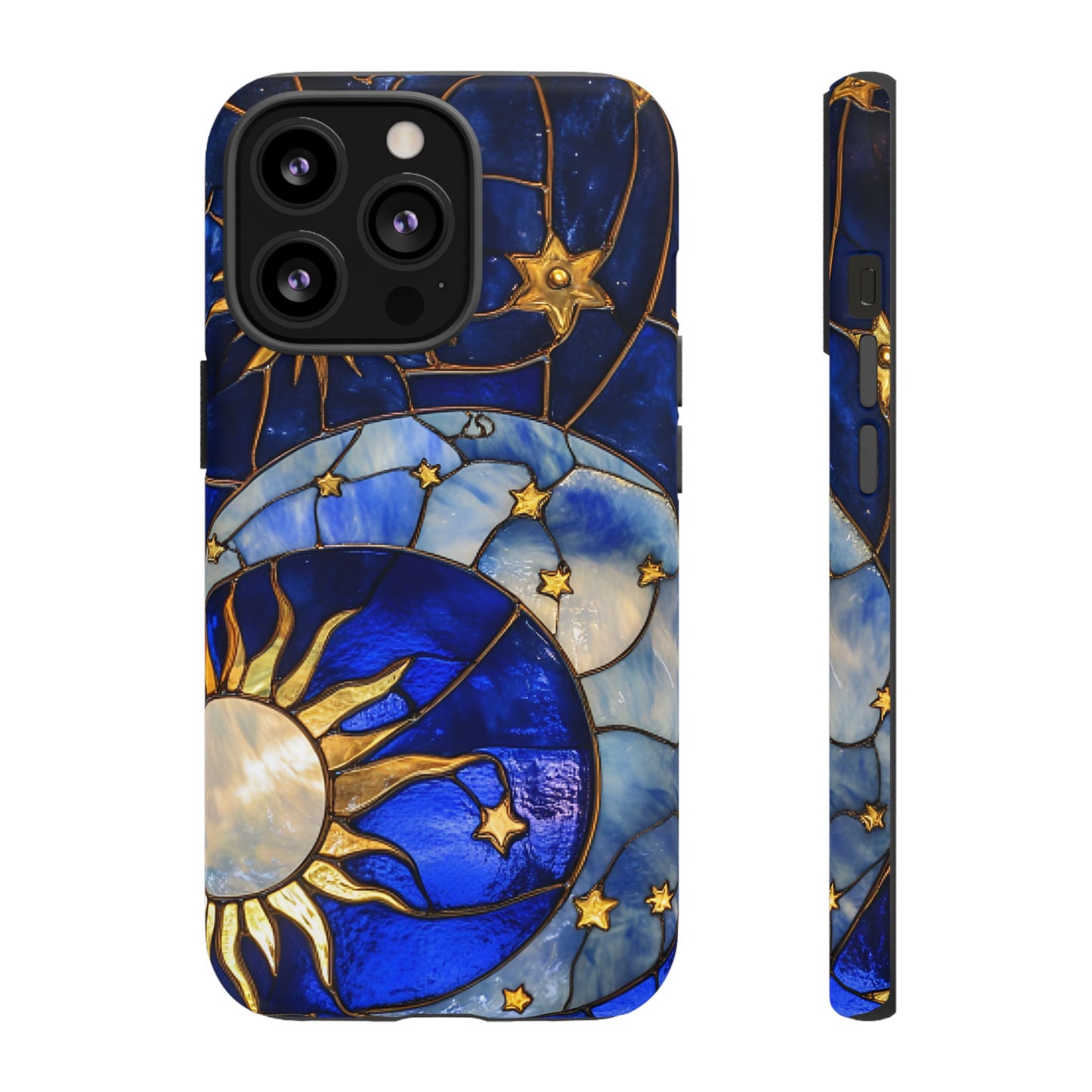 Moon and Sun Stained Glass Phone Case for iPhone 16 15 14 13 12 11, Samsung Galaxy & Google Pixel